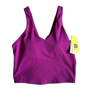 New Women's Purple V-Neck Crop Top sports Bra color Magenta